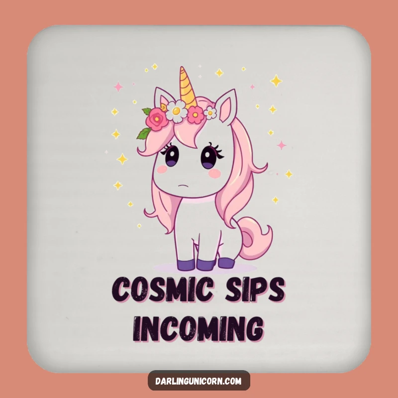Funny Unicorn Coaster: Surprised Stardust Fall, Magical Decor Gift