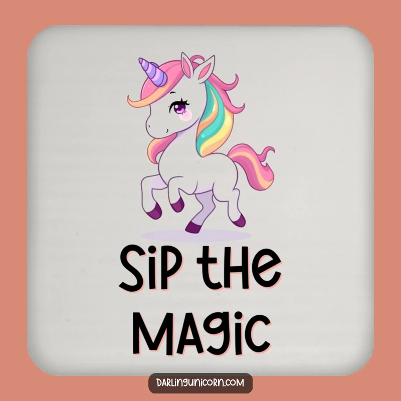 Funny Unicorn Rainbow Mane Coaster: Prancing Protection, Chic Funny Gift