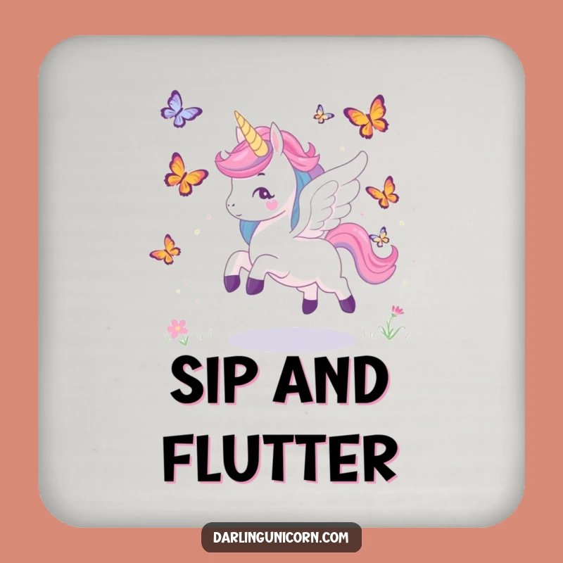 Funny Unicorn Wings Chase Coaster: Playful Protection, Chic Funny Gift