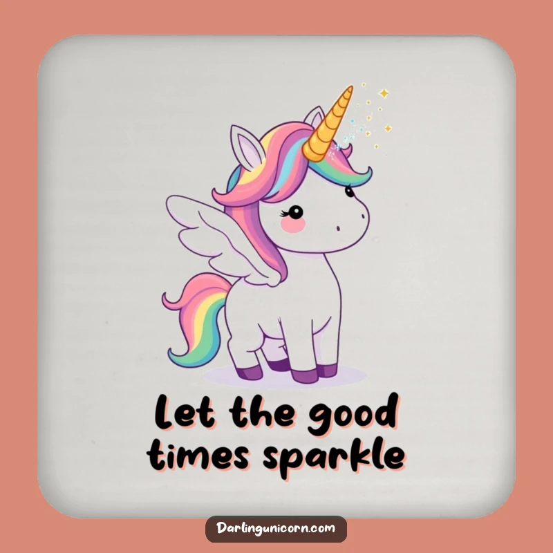 Funny Unicorn Rainbow Wings Coaster: Protect Surfaces with Magical Sparkle