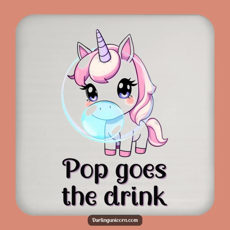 Funny Unicorn Coaster: Curious Bubble Sniffing, Whimsical Decor Gift