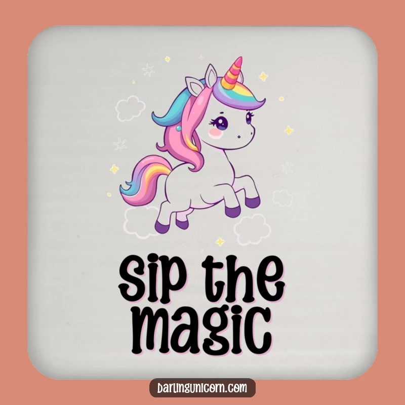 Funny Kawaii Unicorn Rainbow Gallop Coasters: Protect Surfaces with Sparkle and Laughs - Ideal Funny Gift