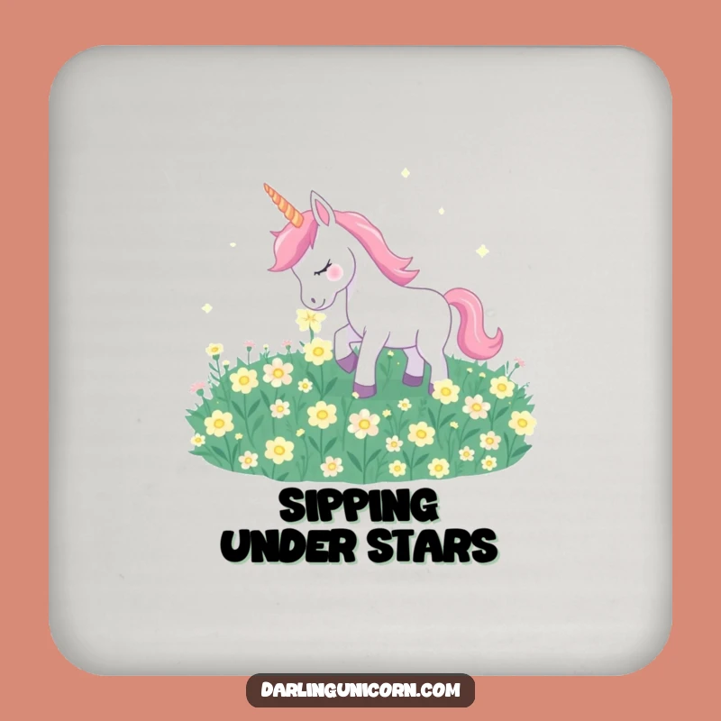 Funny Unicorn Moonflower Coaster: Gentle Nuzzle, Magical Surface Protector