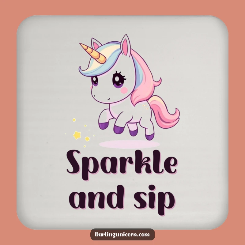 Funny Kawaii Unicorn Stardust Coaster: Protect Surfaces with Cosmic Cuteness!