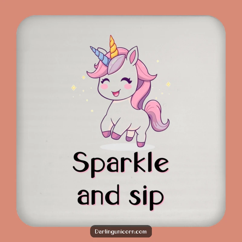 Funny Kawaii Unicorn Stardust Joy Coasters: Protect Surfaces with Sparkle - Ideal Funny Gift