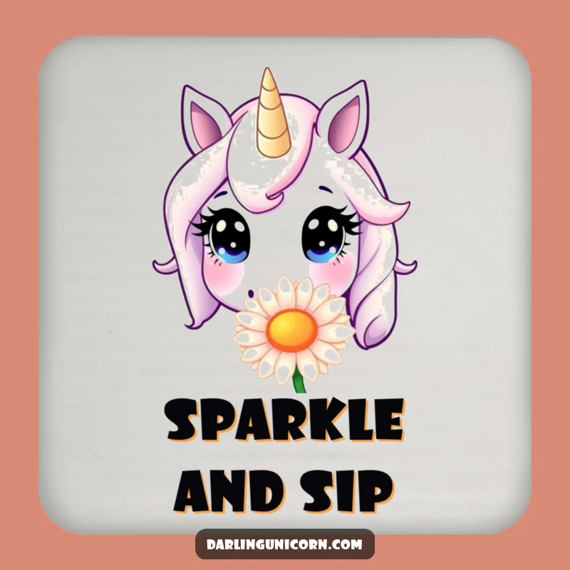 Funny Unicorn Daisy Sniff Coaster: Protect Surfaces, Cute Design, Perfect Small Funny Gift