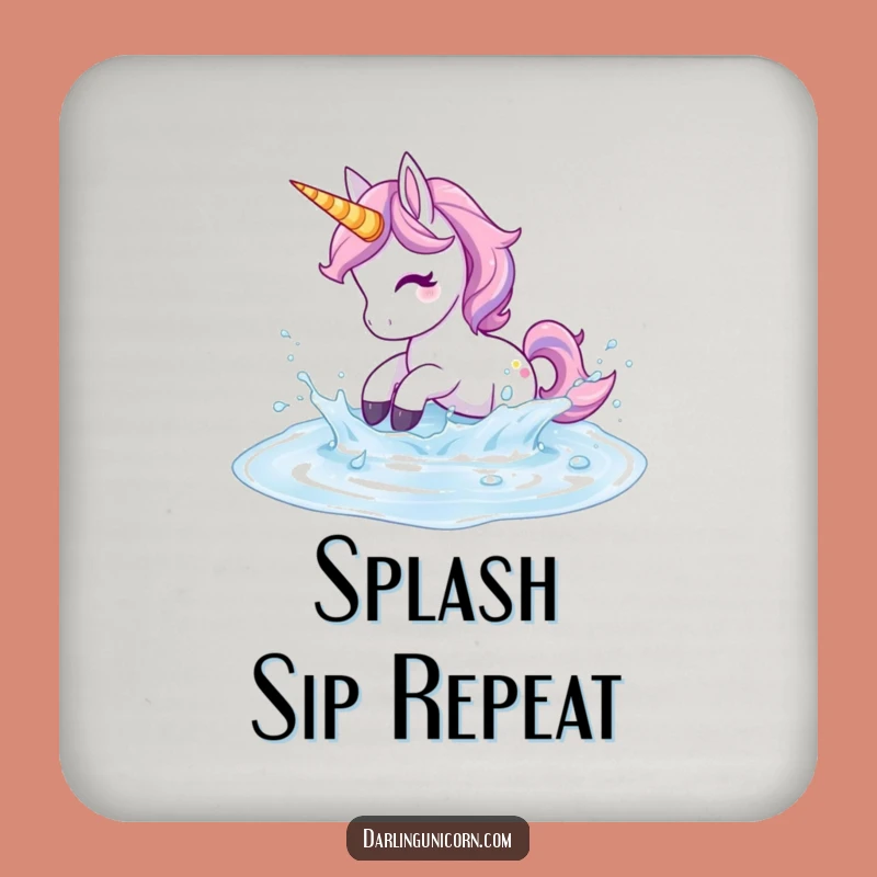 Funny Unicorn Coaster - Playful Splash Art, Chic Funny Gift for Tables