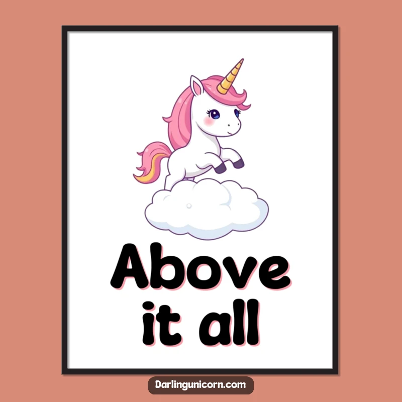 Funny Unicorn Cloud Leap Poster: Shimmering Dreams, Exquisite Funny Art Gift