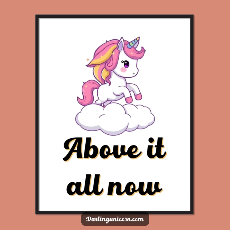 Funny Sparkling Unicorn Rainbow Mane Poster: Magical Wall Art for Humorous Homes!