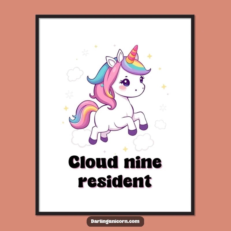 Funny Kawaii Unicorn Rainbow Gallop Poster: Enchanting Wall Art, Magical and Sparkly - Perfect Funny Gift