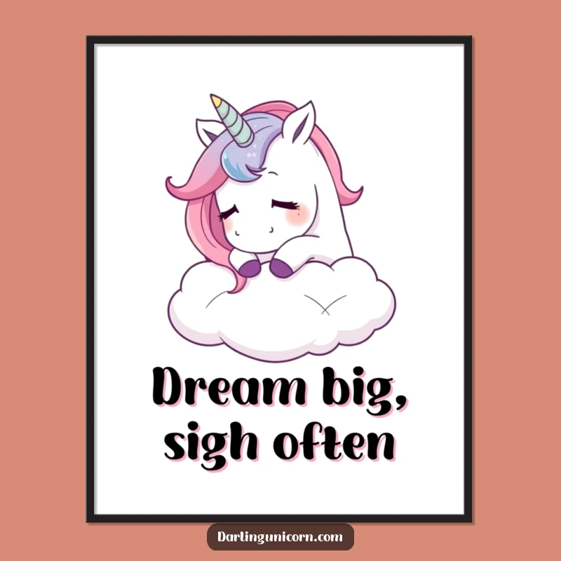 Artistic Funny Unicorn Cloud Sigh Poster: Bring Whimsical Calm to Your Walls, Ideal Gift