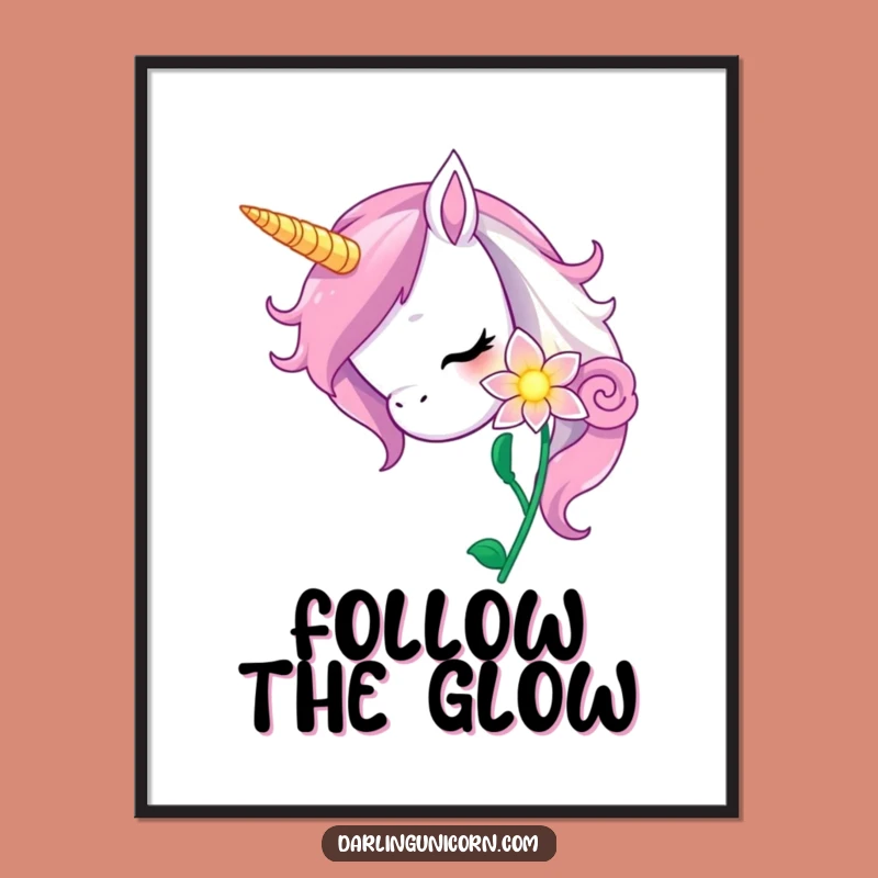 Funny Curious Unicorn Magic Flower Poster: Enchanting Wall Art for Your Home