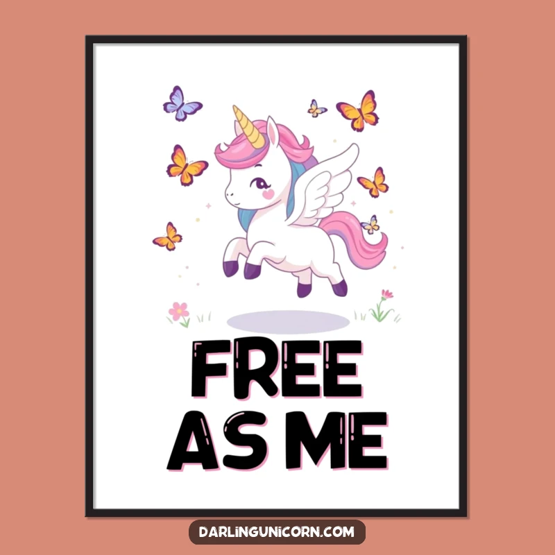 Funny Unicorn Wings Chase Poster: Magical Flight, Artistic Funny Gift