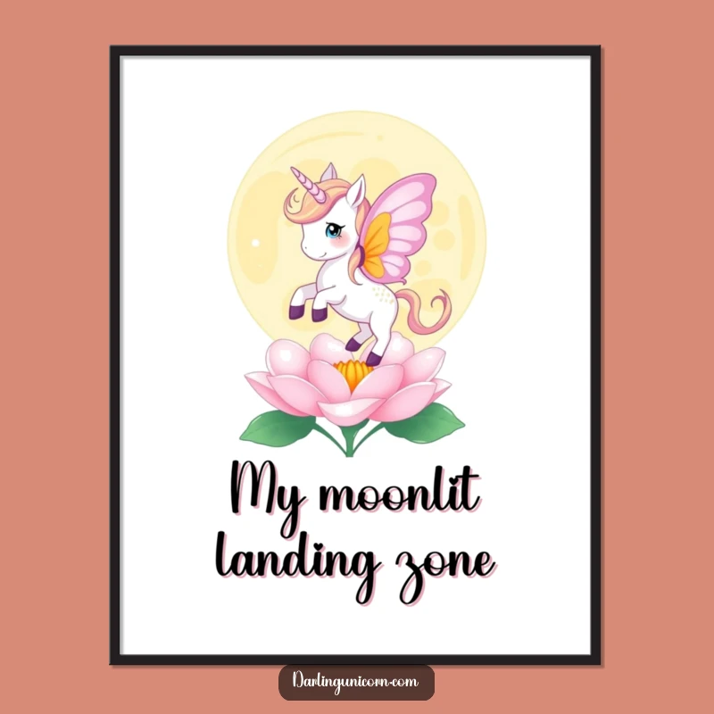 Funny Butterfly Unicorn Moonflower Poster - Ethereal Wall Art Gift