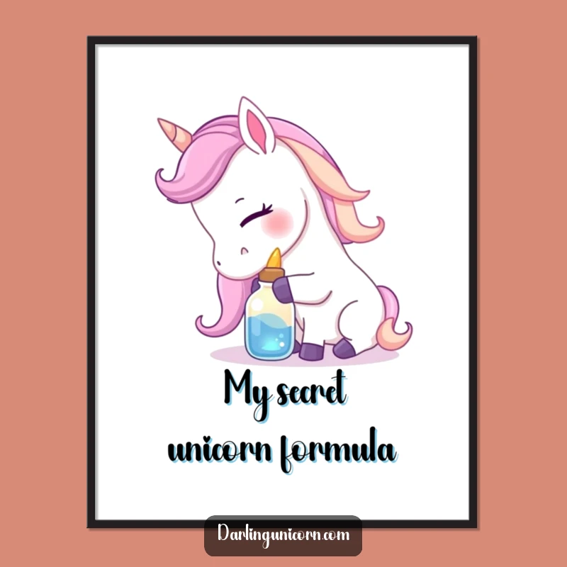 Funny Gentle Unicorn Nuzzling Potion Poster - Affectionate Magical Art Gift