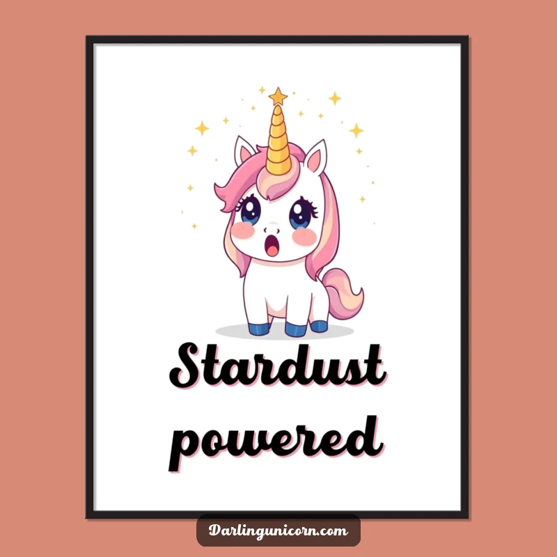 Funny Surprised Unicorn Stardust Poster: Magical Wall Art for Dreamers