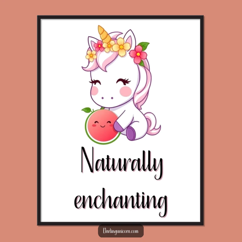 Funny Unicorn Flower Crown Poster: Magical Bites, Artistic Funny Gift