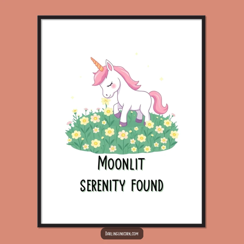 Funny Unicorn Moonflower Poster: Gentle Nuzzle, Magical Wall Art Gift