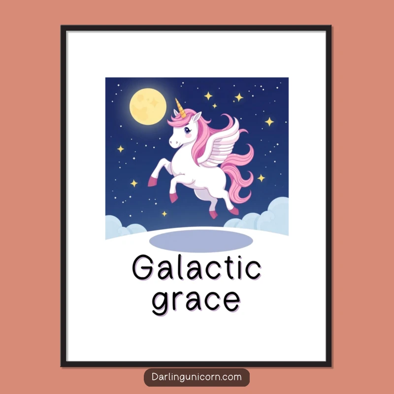 Funny Unicorn Pirouette Poster: Wobbly Art for Starlit Spaces
