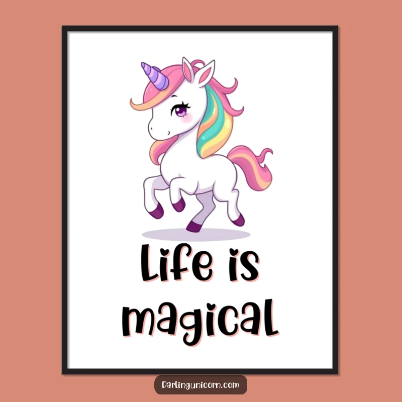 Funny Unicorn Rainbow Mane Poster: Prancing Magic, Stunning Funny Art Gift