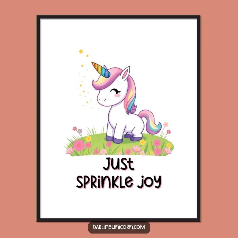 Funny Unicorn Stardust Meadow Poster: Magical Wall Art & Whimsical Gift!