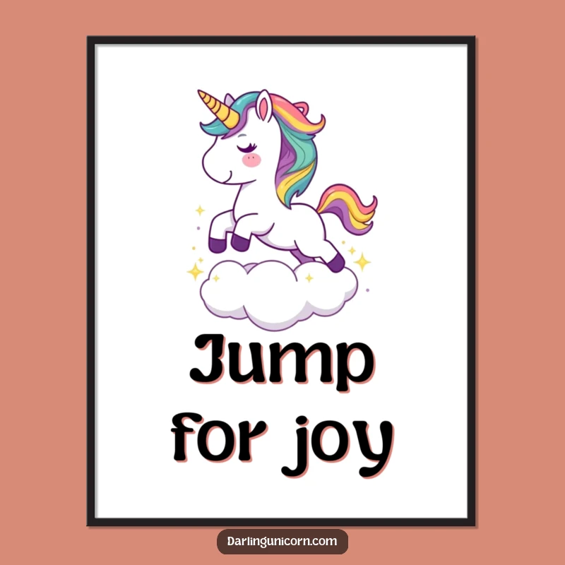 Funny Unicorn Rainbow Poster - Whimsical Cloud Art Print Gift