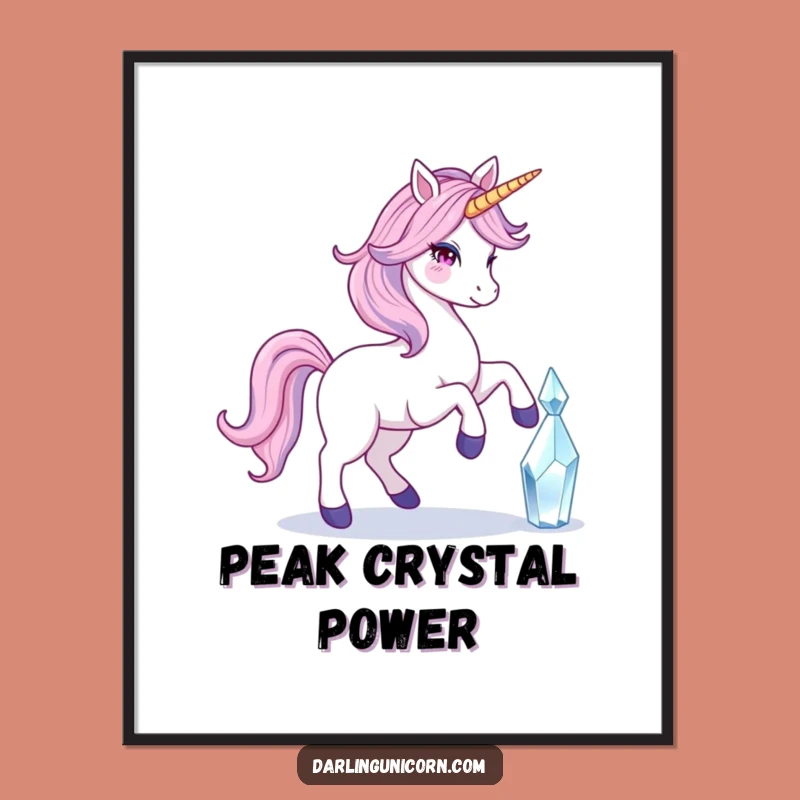 Funny Flowing Tail Unicorn Crystal Poster: Elegant Wall Art with a Humorous Twist!