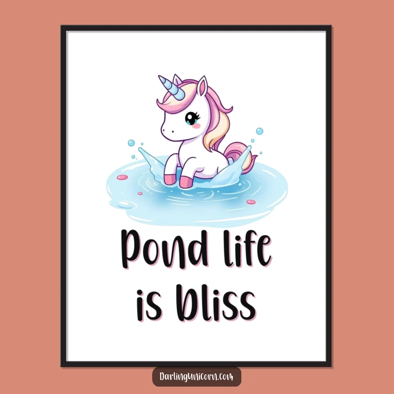 Funny Unicorn Pond Splash Poster: Bring Refreshing Joy to Your Walls