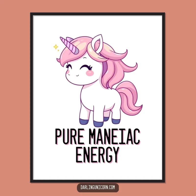 Funny Joyful Unicorn Mane Toss Poster: Enchanting Wall Art for Magical Spaces