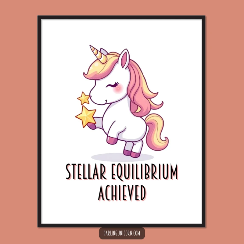 Funny Unicorn Star Balance Poster: Enchanting Wall Art, Hilarious Decor Gift