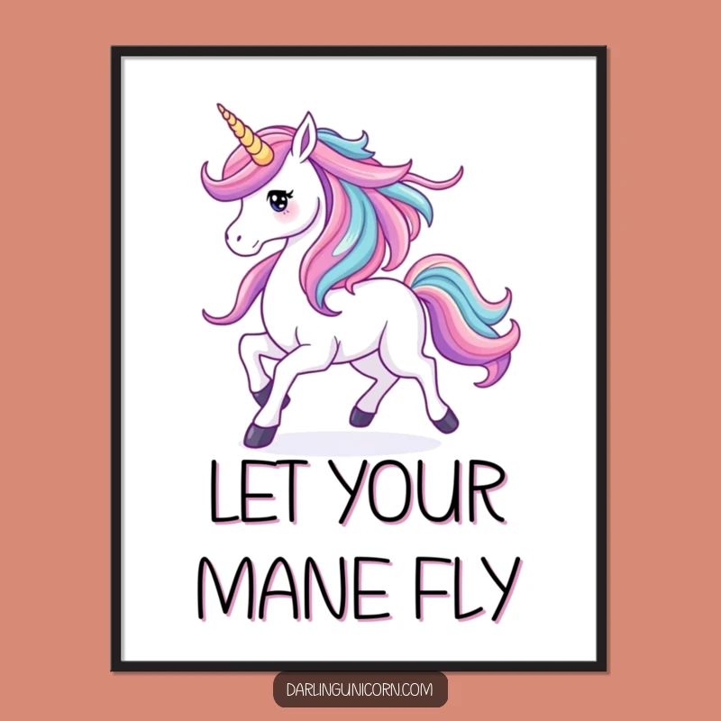 Stunning Funny Unicorn Waterfall Mane Poster: Decorate with Grace, Ideal Gift