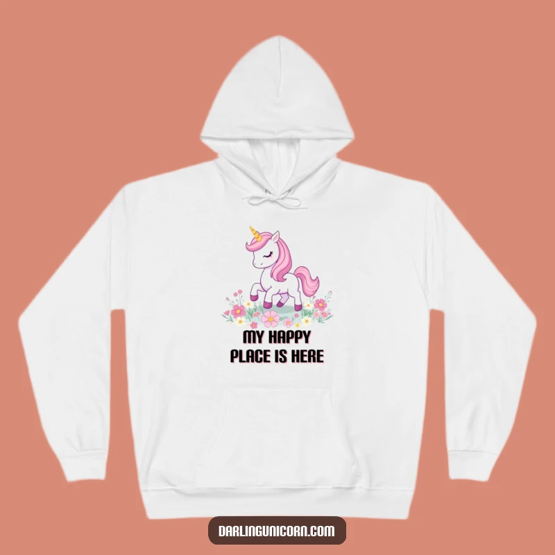 Cozy Funny Unicorn Hoodie: Prancing Magical Horn on Glitter Flowers Gift