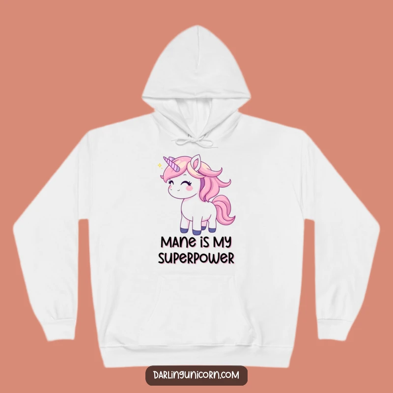 Cozy Funny Unicorn Joyful Mane Toss Hoodie: Warm Enchanting Gift for Cold Days