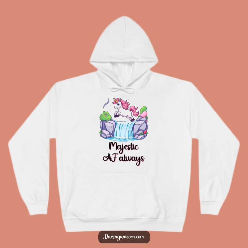 Cozy Funny Unicorn Waterfall Leap Hoodie - Warm Magic & Whimsical Comfort