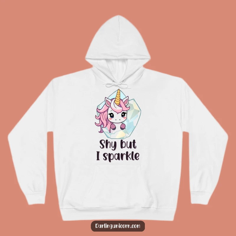 Funny Shy Unicorn Crystal Peek Hoodie - Cozy Mysterious Creature Gift