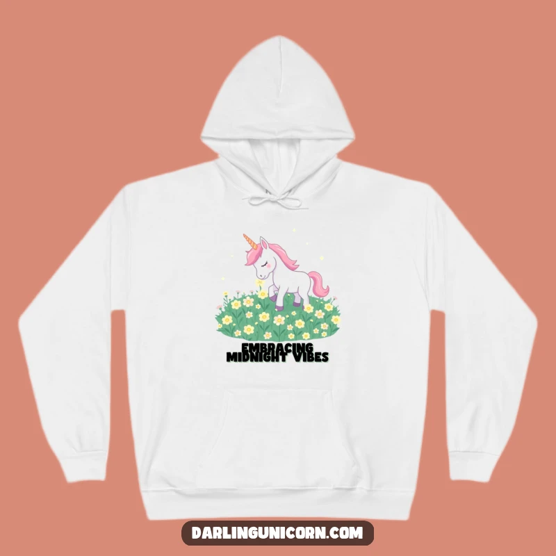 Funny Unicorn Moonflower Hoodie: Cozy Nuzzle, Magical Night Comfort