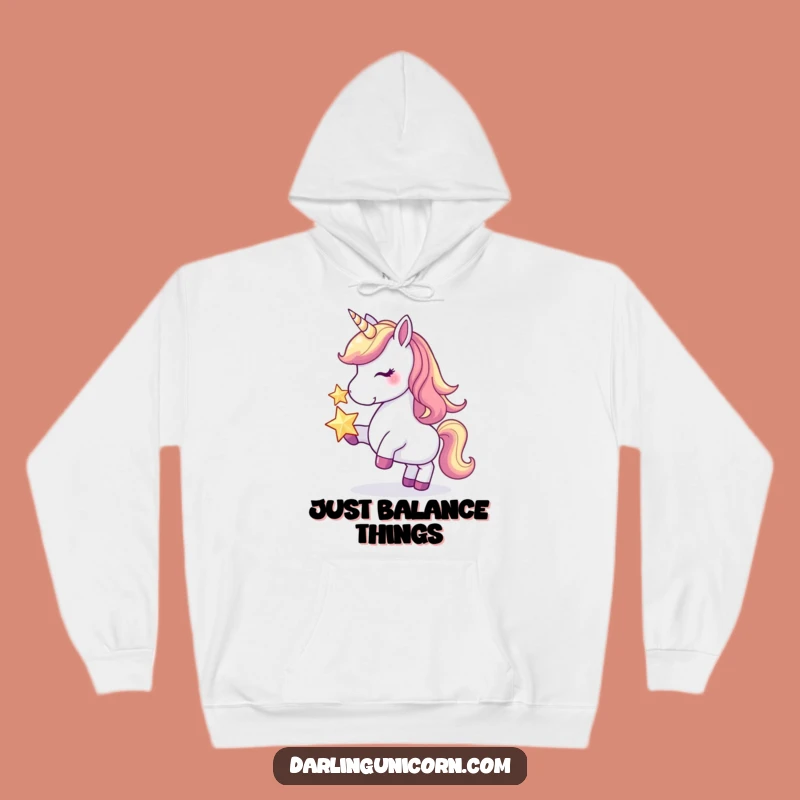 Funny Unicorn Star Balance Hoodie: Cozy Magic, Hilarious Comfort Gift