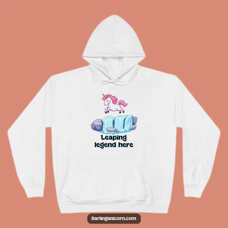 Cozy Funny Kawaii Unicorn Waterfall Leap Hoodie: Magical Warmth and Whimsy - Perfect Funny Gift