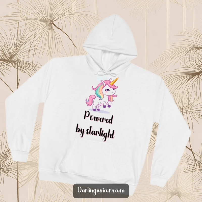 Funny hoodie designed with a unicorn generating a brilliant, multi-colored light show from its horn.