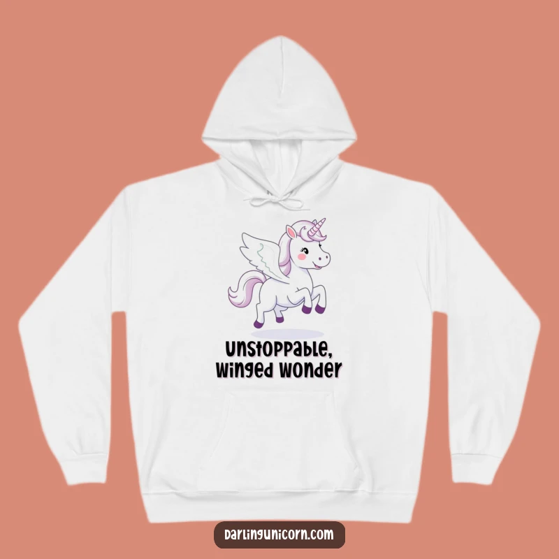 Funny Happy Unicorn Hoodie: Galloping Wings, Cozy & Empowering Comfort