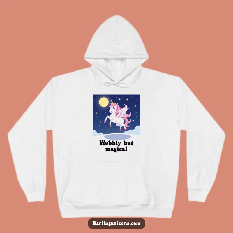 Cozy Funny Unicorn Pirouette Hoodie: Wobbly Magic for Starlit Nights