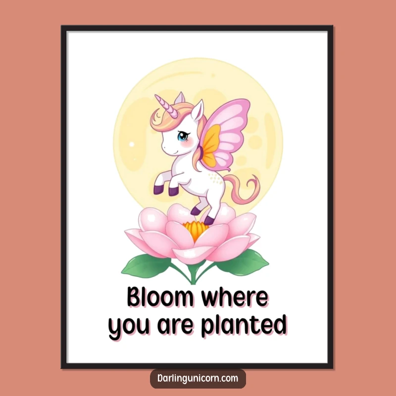 Free Printable Wall Art: Butterfly Unicorn Moonflower Dream, Downloadable Art