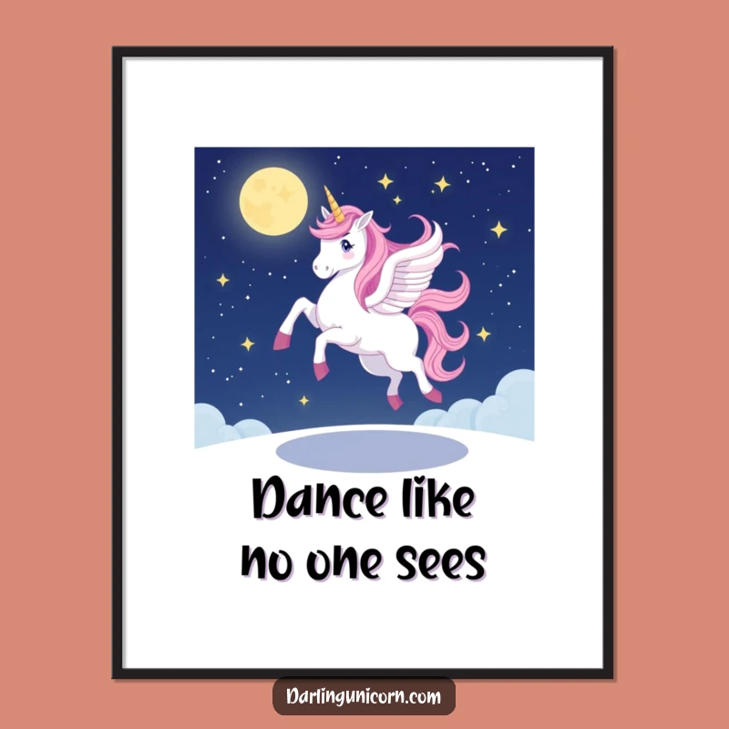 Free Printable Wall Art: Wobbly Unicorn Pirouette Night Decor Downloadable Art