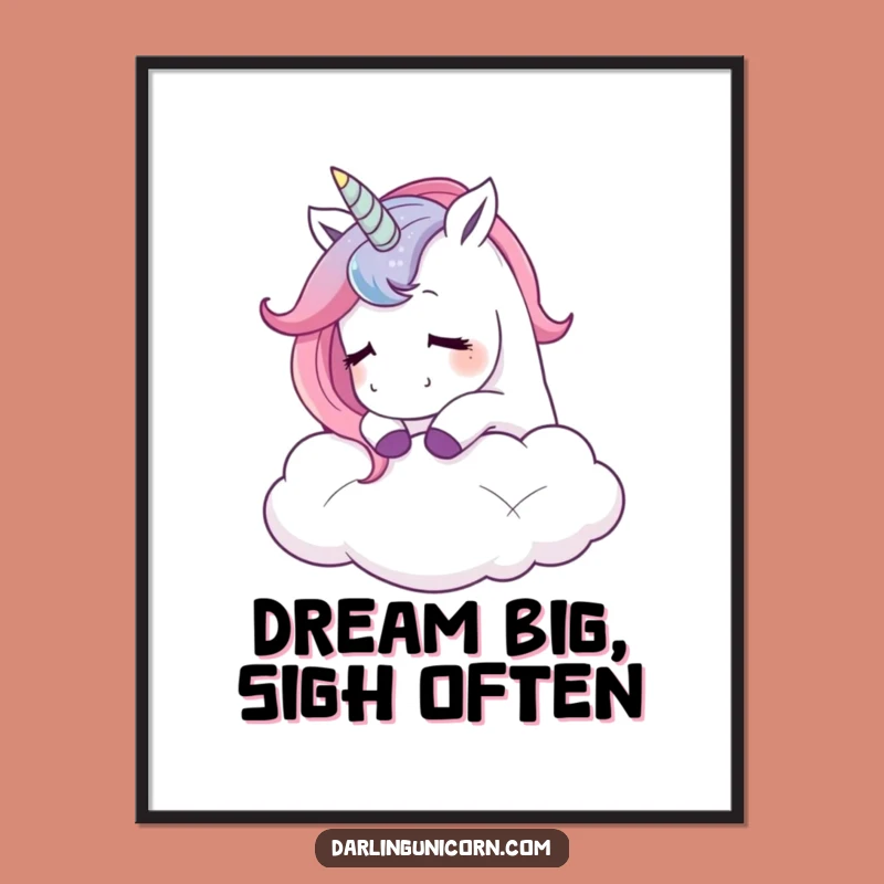Free Printable Wall Art: Content Unicorn Cloud Cozy - Funny Downloadable Decor