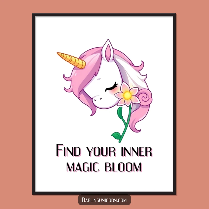 Free Printable Curious Unicorn Flower Art - Funny Downloadable Decor for Enchanted Spaces