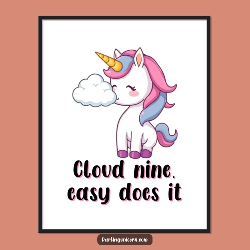 Free Printable Unicorn Wall Art: Playful Cloud Nudge, Dreamy Downloadable Art for Whimsical Decor!