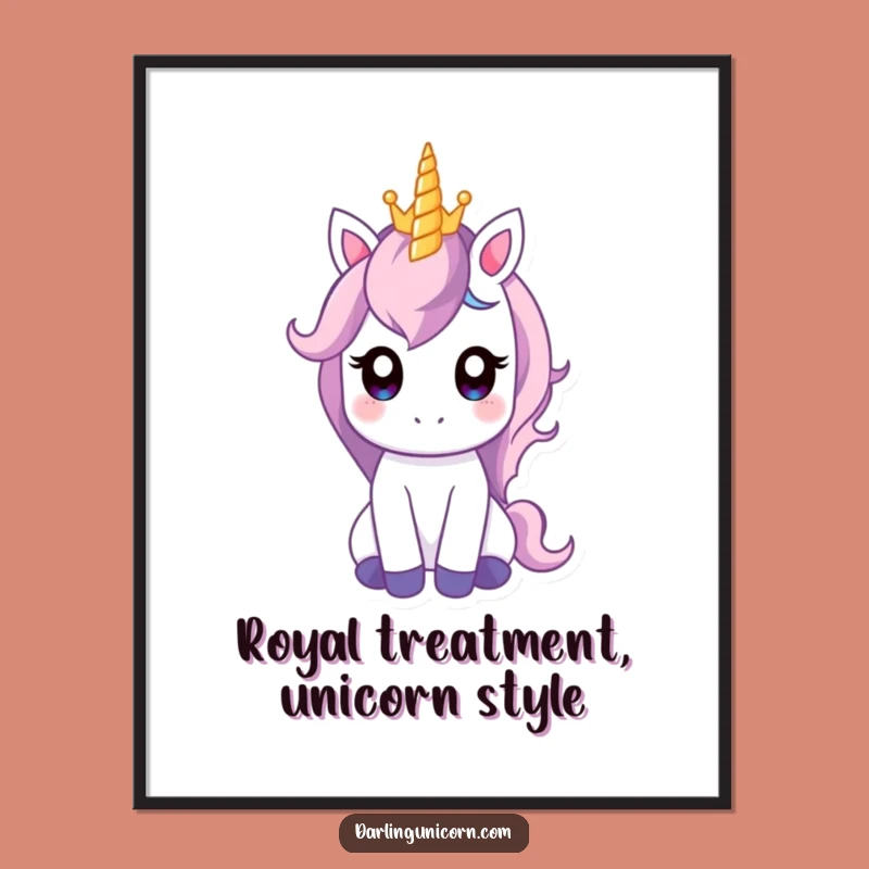 Free Printable Wall Art: Crown Unicorn Balance - Funny Downloadable Art for Majesty