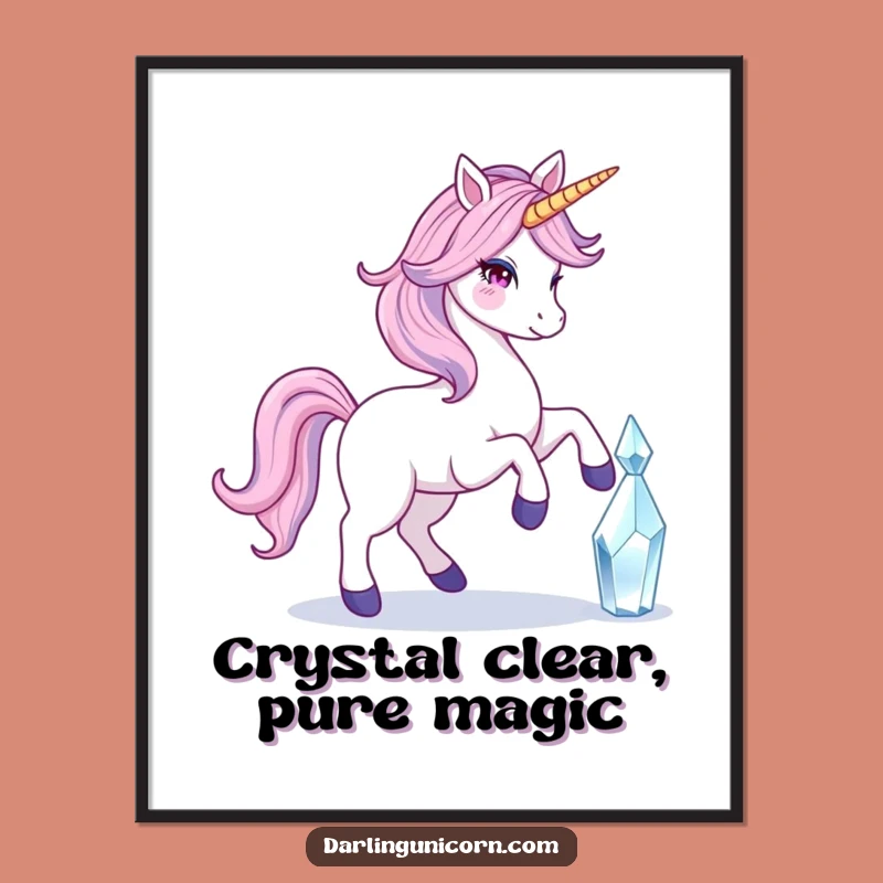 Free Printable Wall Art: Crystal Unicorn Prance - Funny Downloadable Art for Magic
