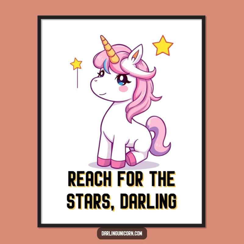 Free Printable Wall Art: Funny Unicorn Catching Star - Whimsical Downloadable Decor