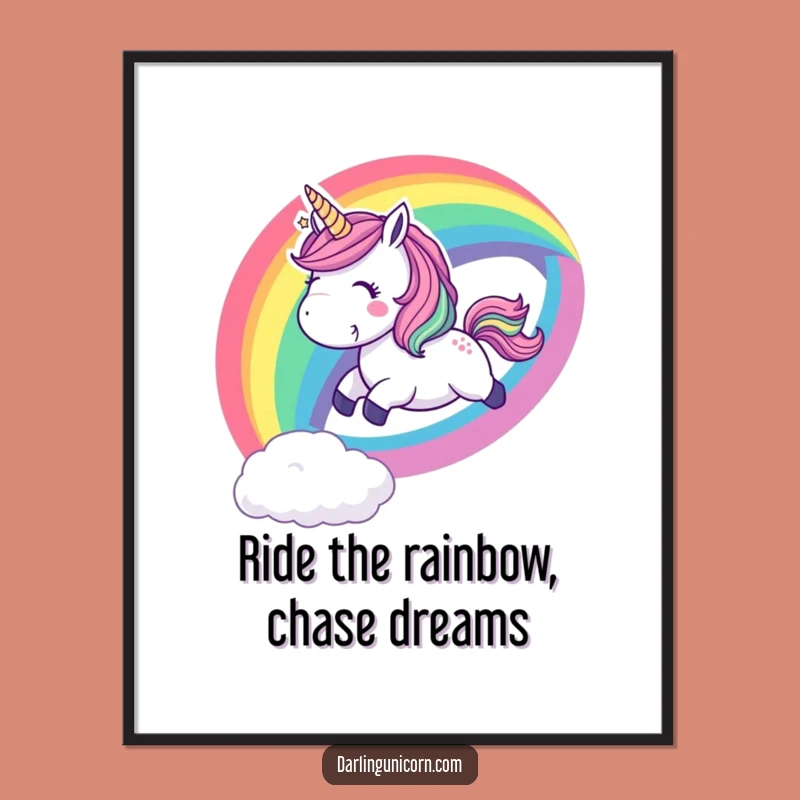 Free Printable Wall Art: Playful Unicorn Rainbow Slide, Downloadable Art